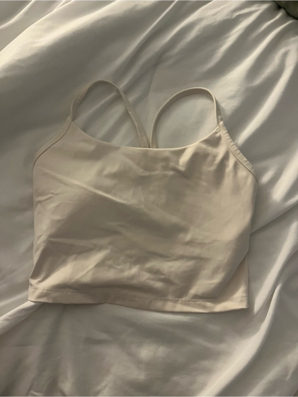 Cream Workout Crop Tank Top